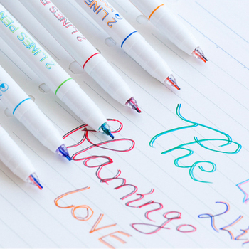 6colors/set Card Writing Office Supplies Outline Pen Three Dimensional School Stationery IY Posters Students Double Line 0.5mm